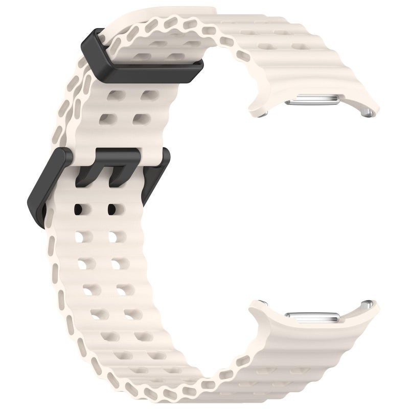 For Samsung Galaxy Watch Ultra 47Mm / Ultra 2025 Ocean Hole Dual Buckle Silicone Watch Band(Starlight) - Image 4